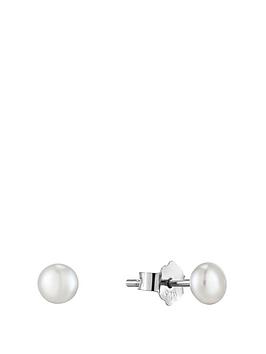 The Love Silver Collection Sterling Silver 5Mm Freshwater Pearl Stud Earrings
