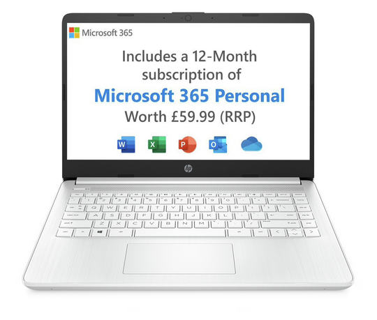 HP 14in Ryzen 3 4GB 128GB FHD Laptop - White