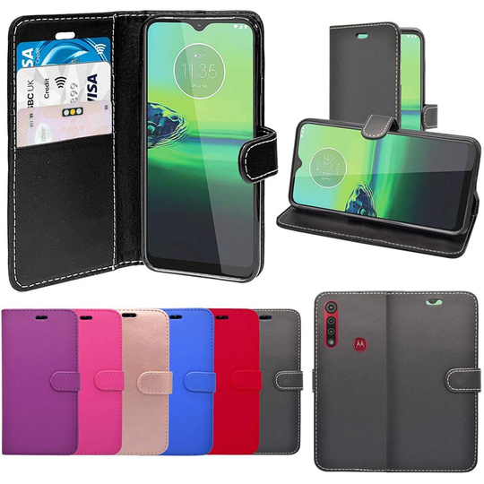 Case For Motorola One Macro Black Wallet Flip PU Leather Pouch Cover
