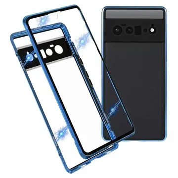 Google Pixel 6 Pro Magnetic Case with Tempered Glass Back - Blue