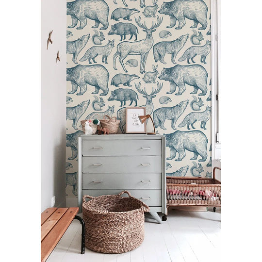 Walllpaper Roll 312X219cm Mural Decoration Kitchen Livingroom Bedroom Wallpaper Material With Print - Forest Animalsbeige