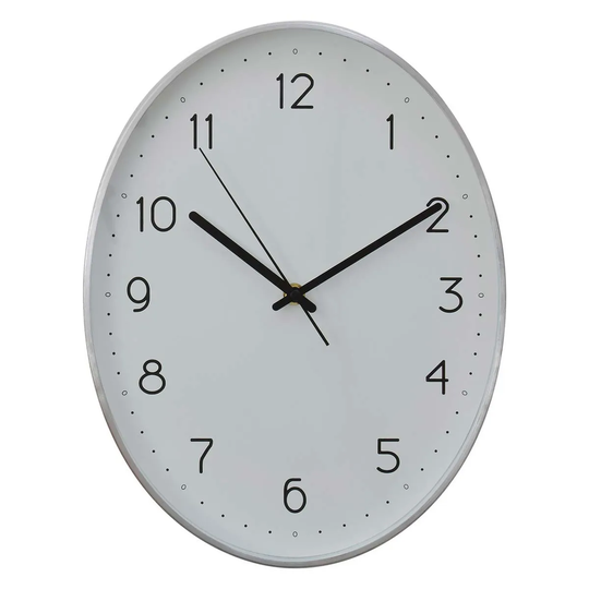 Interiors by PH Oval Wall Clock With Silver Finish