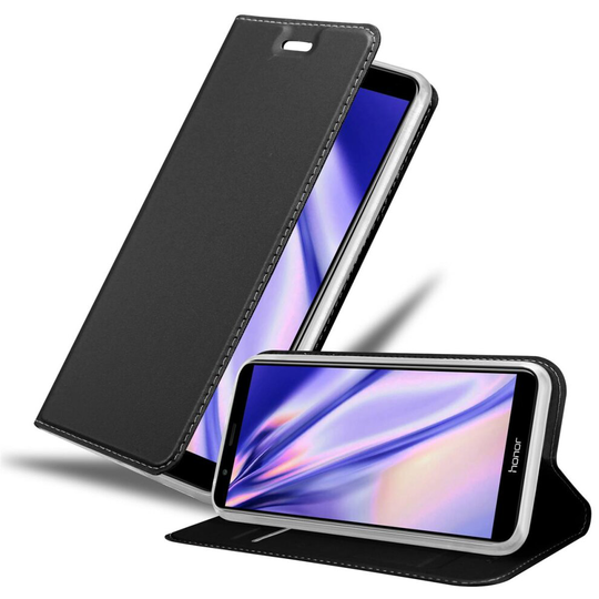 (CLASSY BLACK) Cadorabo Case for Honor 7X Cover Book Wallet Protection PU Leather Flip Magnetic Etui