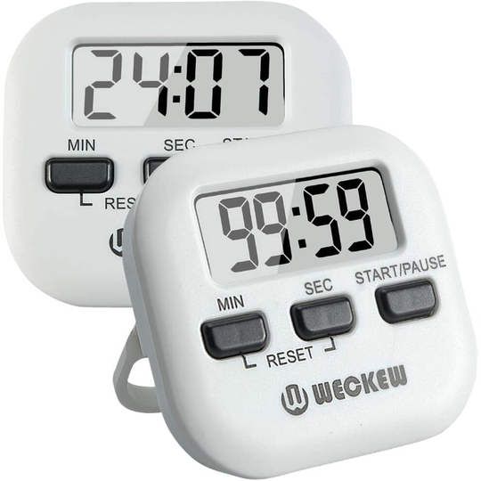 Kitchen Timer, WECKEW 2 Pack Digital Kitchen Timer Magnetic Countdown Stopwatch Timer with Loud Alarm, Big Digit, Back Stand, Hanging Hole for Cooking
