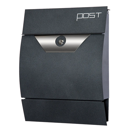 HOMCOM Steel Wall-Mounted Letter Box with Lock - Grey