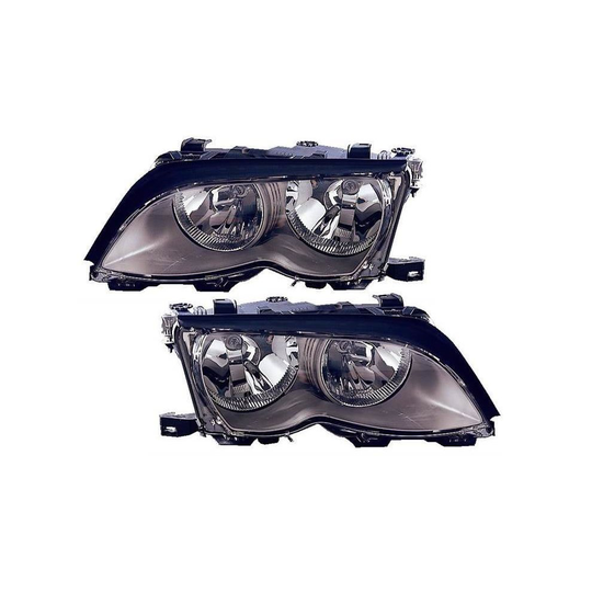 BMW 3 Series E46 Saloon 2001-2005 Black Headlights Headlamps 1 Pair O/S & N/S