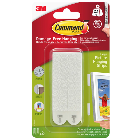 3M Command Large Picture Hanging Strips - 4 Pack