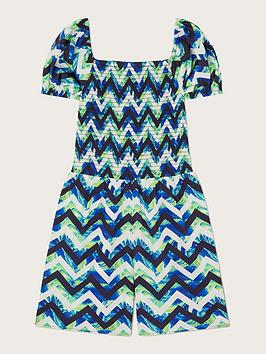 Monsoon Girls S.E.W. Storm Chevron Marble Playsuit - Multi