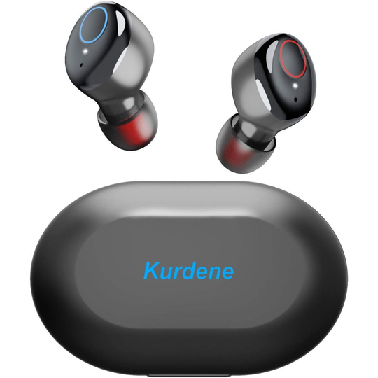 Kurdene Wireless Earbuds,Bluetooth Earbuds with Charging Case Bass Sounds IPX8 Waterproof Sports Bluetooth Headphones Mic Touch Control 24H Playtime