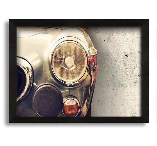 Close Up Classic Headlight - Picture Frame Photograph on Canvas