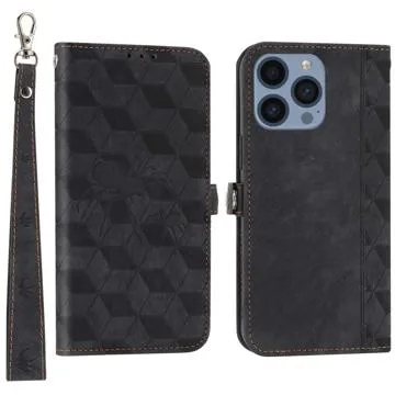 Rhombus Series iPhone 14 Pro Wallet Case - Black