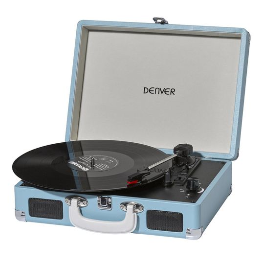 Denver VPL-120 Turquoise 3-Speed Vinyl Record Player With Stereo Speakers