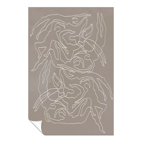 Panther Print Fine Art Prints Abstract White Line Art Swimmers Artistic Unframed Poster, Pictures For Home Walls, Bedroom, Living Room & Bathroom Deco
