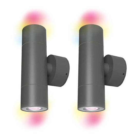 4LITE WiZ Graphite Outdoor Up/Down Wall Light with 2 x Smart GU10 Lamps - Twin Pack