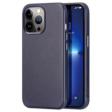 Dux Ducis Naples iPhone 13 Pro Max Leather Coated Case - Blue