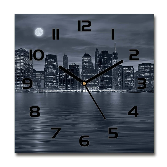 New York by Night Silent Wall Clock