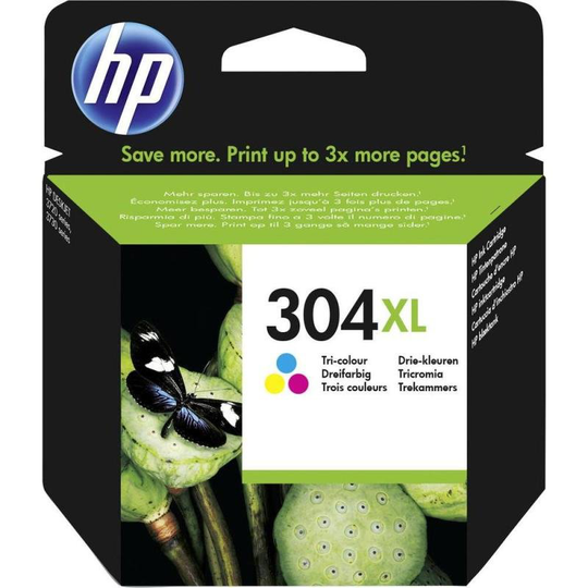 HP 304XL Tri-Colour Original Ink Cartridge - High Yield 300 Pages - N9K07AE