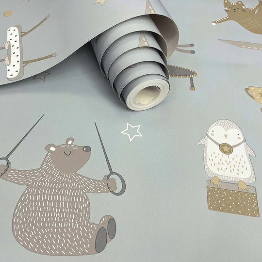 Holden Decor Animal Gymnastics Blue Wallpaper