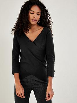 Monsoon Smart Wrap Jumper - Black, Black, Size S, Women