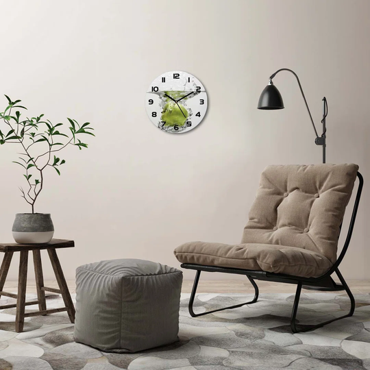 Glass Wall Clock 30Cm Round Decoration Picture Wall Art Modern Decoration Kitchen Living Room Silent - Apple Under Water,67341164