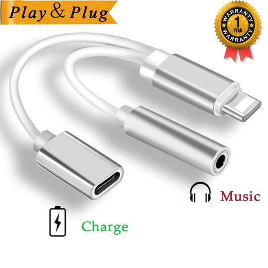 Lightning Jack Adapter, Lightning to 3.5mm jack Adaptor (Silver)
