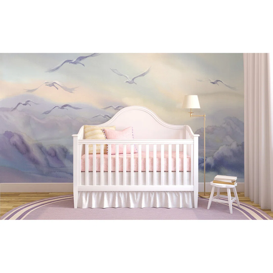 Walllpaper Roll 208X146cm Mural Decoration Wallpaper Material With Print Kitchen Livingroom Bedroom - Flying Swans Landscape Pastel