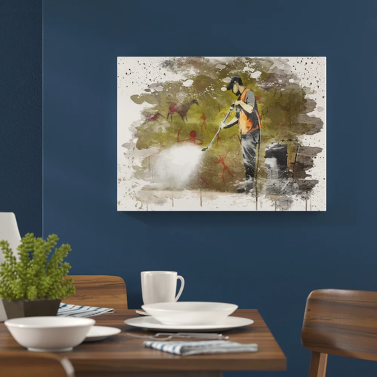 'Banksy Street Cleanup Graffiti Wall Art' Graphic Art Print Poster