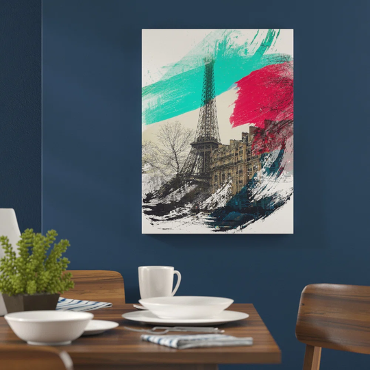'Eiffel Tower Mist Paris France' Graphic Art Print Poster