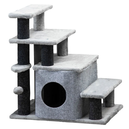 PawHut 4-Step Dog Stairs - Grey