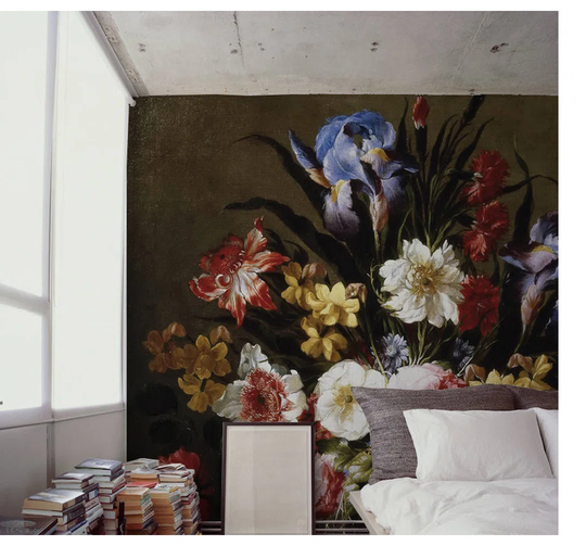 Jerik Still Life Vintage Floral Oil Wallpaper