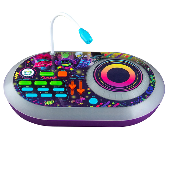eKids Trolls 2 World Tour DJ Mixer Turntable with Built-in Microphone, Record, Sound Effects & LED Light Show