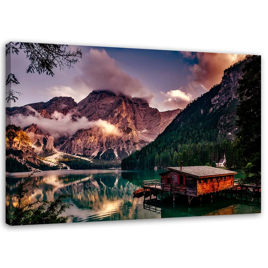 Canvas Print Hut At A Mountain Lake