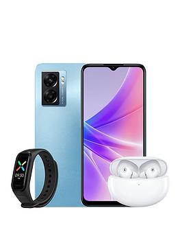 Oppo A77 5G (64Gb, Blue) With Air 2 Pro Wireless Headphones And Oppo Band Tracker