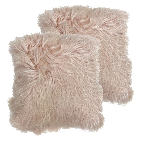 Paoletti Mongolian Polyester Filled Cushions Twin Pack Wool Shell