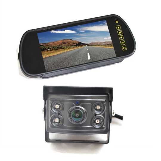 Vardsafe Panoramic RV Bus Truck Reverse Backup Camera 170 Degree & Rear View Mirror Monitor