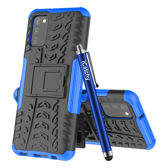 (Blue) For Samsung Galaxy A03S Case, Heavy Duty Hard Tough Dual Layer Hybrid Shockproof Cover compatible For Samsung Galaxy A03S Phone Case