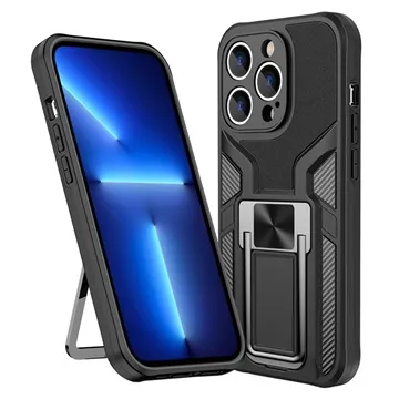 iPhone 14 Pro Hybrid Case with Metal Kickstand - Black