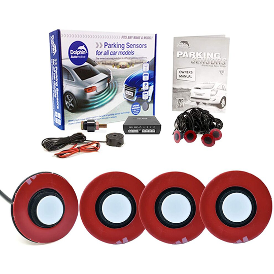 (White) Dolphin Rear Parking sensors, Flush fit, Audio (beeping/buzzer), reversing sensors DFM400 - Multiple Available Colours