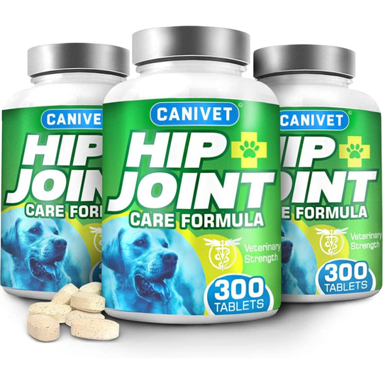 (900 Tablets (in 3 tubs)) CANIVET Joint Supplements For Dogs - With Glucosamine and Chondroitin