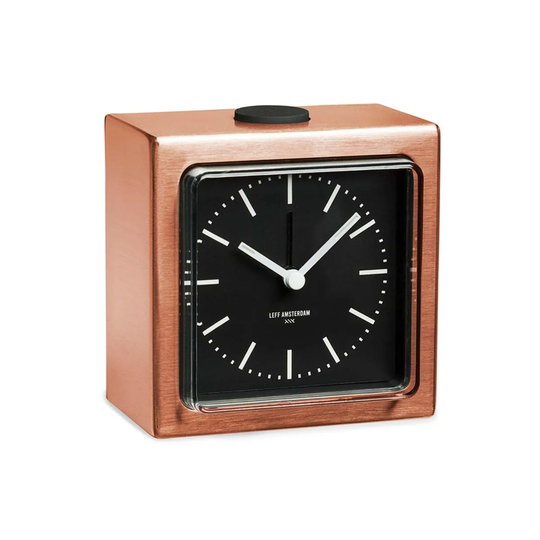 Leff Amsterdam Block Alarm Clock Copper With Black Display