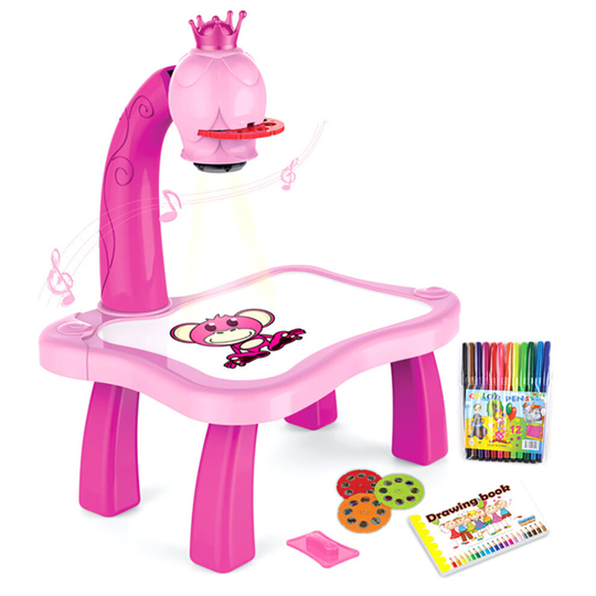 (pink) Trace and Draw Projector Toy, Art Projector, Kids Drawing Board Projector Table, Painting Drawing Table Toddler Toy Educational Drawing Playset