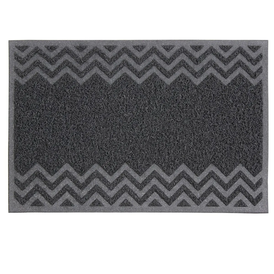 JVL Mud Grabber PVC Spaghetti 40 x 60cm Door Mat Zig-Zag - Grey
