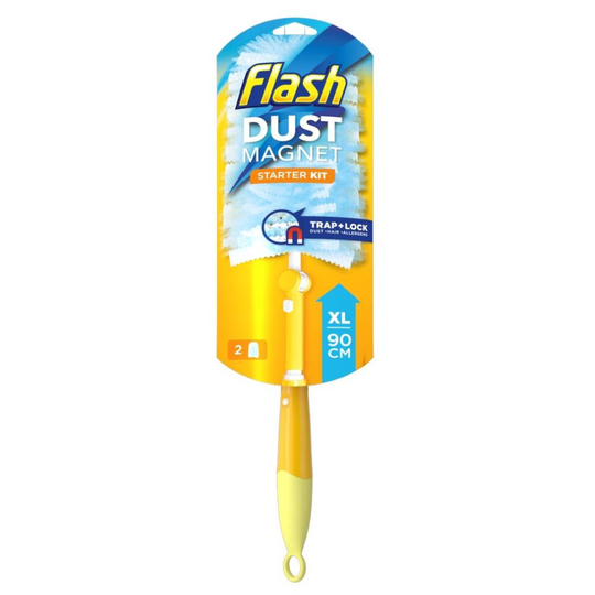 Flash Dust Magnet XL (Handle Extendable to 90cm), Duster Starter Kit Handle & Refills x 2