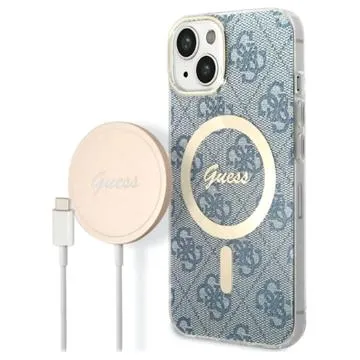 Guess 4G Edition Bundle Pack iPhone 14 Plus Case & Wireless Charger - Blue