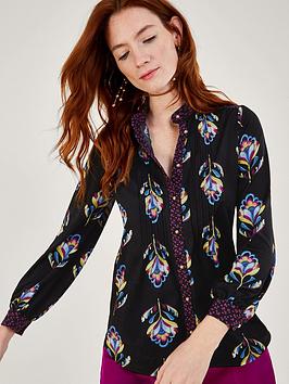 Monsoon Large Floral Contrast Print Jersey Shirt