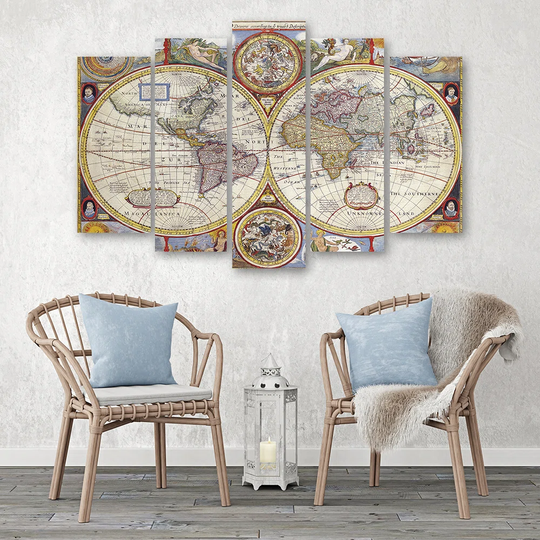 Canvas Print Old World Map Retro