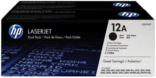HP 12A Black Dual Pack Toner - Q2612AD