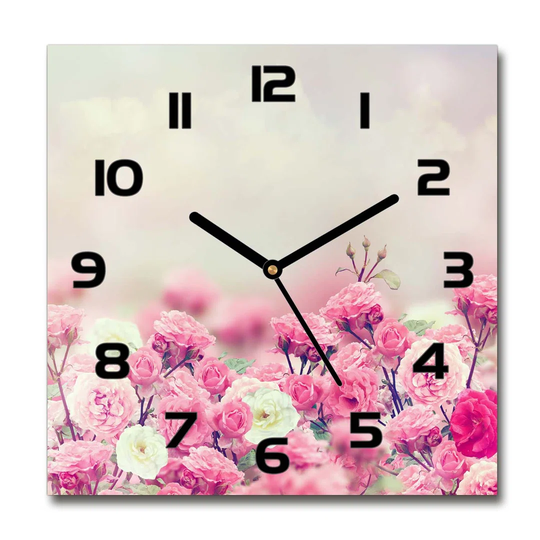 Hett Flowers of Wild Rose Silent Wall Clock