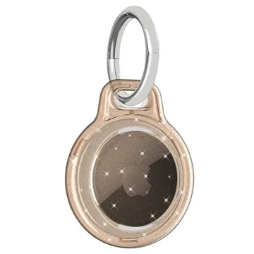 Glitter Powder Apple AirTag Case with Keychain - Gold