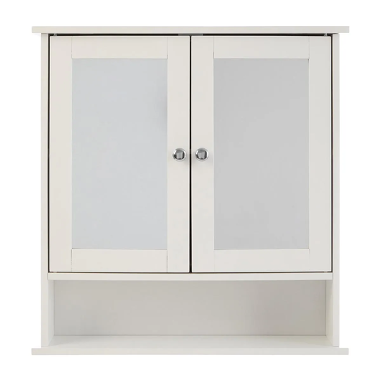 Premier Housewares Bathroom Cabinet Mirrored Doors With Shelf - White